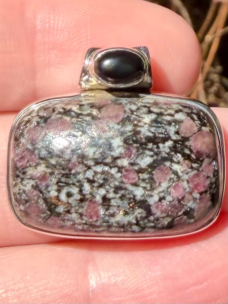 Russian Eudialyte and Black Onyx Pendant - Morganna’s Treasures