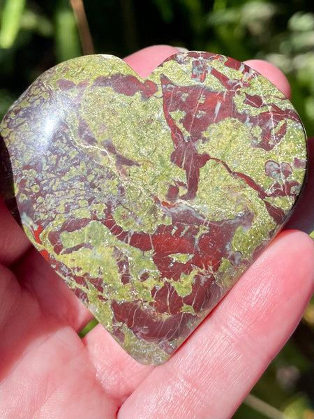 Dragon Bloodstone Large Heart Palm Stone - Morganna’s Treasures