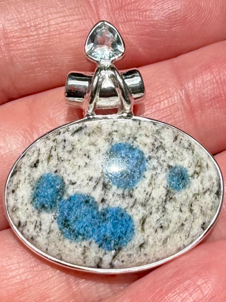K2 Blue Azurite and Blue Topaz Pendant