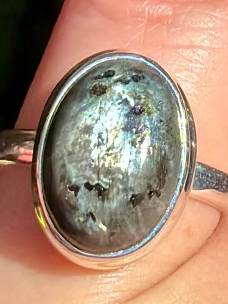 Larvikite (Black Moonstone) Ring Size 7