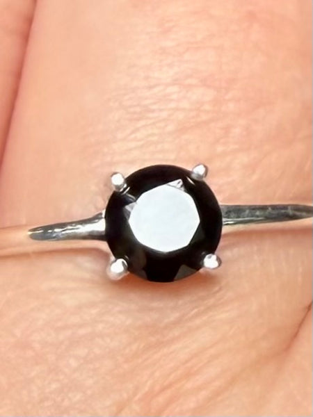 Faceted Black Onyx Ring Size 9