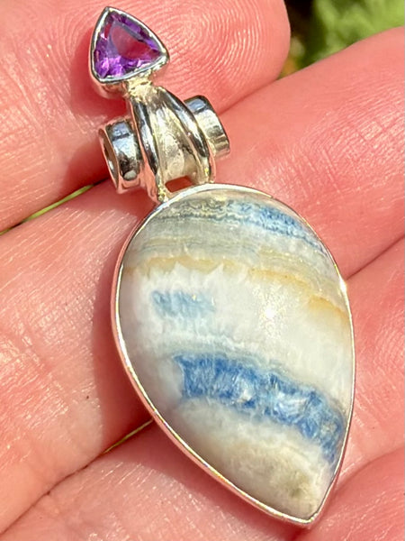 Blue Scheelite and Amethyst Pendant - Morganna’s Treasures