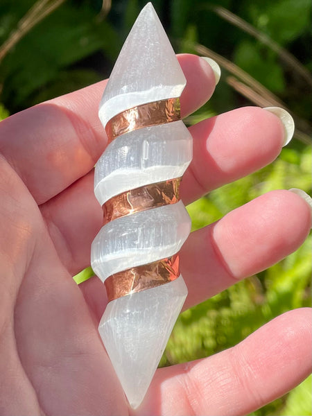 Copper and Selenite Spiral Wand - Morganna’s Treasures