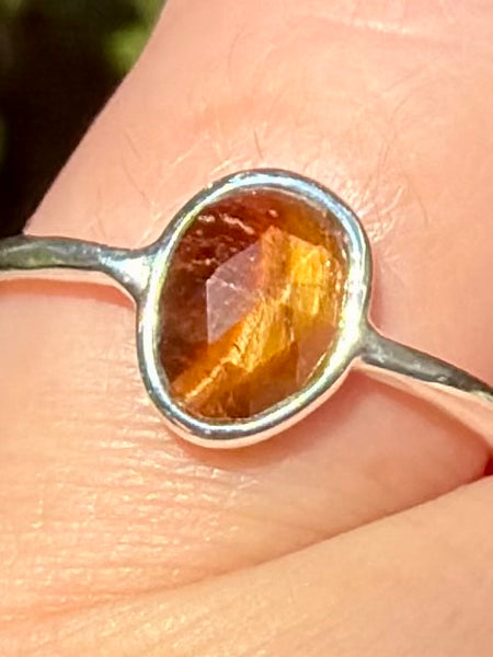 Faceted Red Tigers Eye Ring Size 7.5