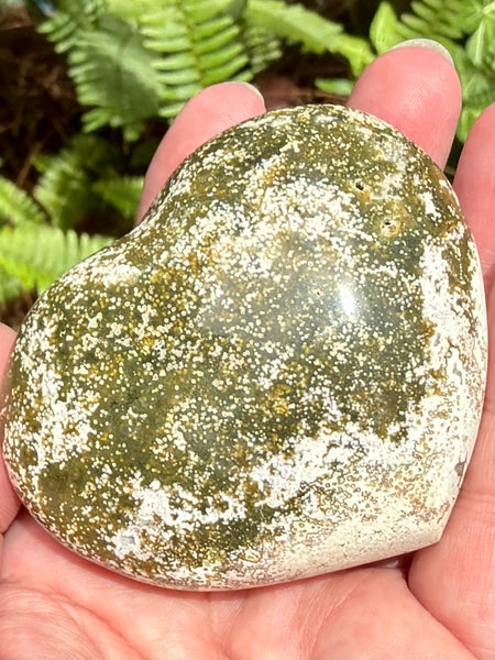 Ocean Jasper Heart Palm Stone