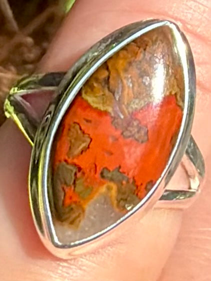Red Seam Agate Ring Size 5.5