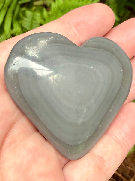 Gray Obsidian Heart Palm Stone