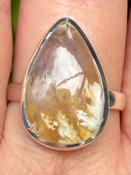 Graveyard Plume Agate Ring Size 10.5