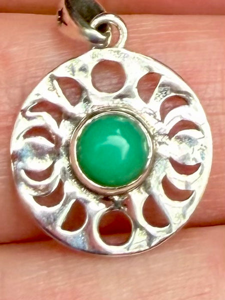 Chrysoprase Phases of the Moon Pendant