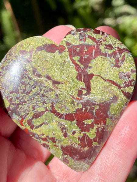 Dragon Bloodstone Large Heart Palm Stone - Morganna’s Treasures