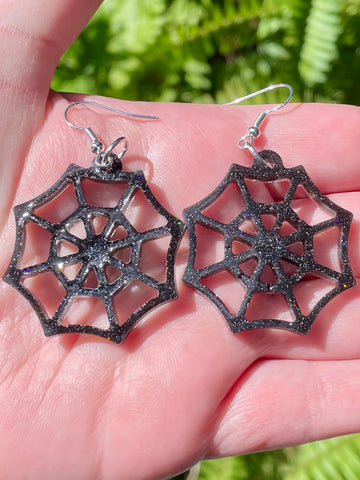 Sparkly Spider Web Resin Earrings - Morganna’s Treasures