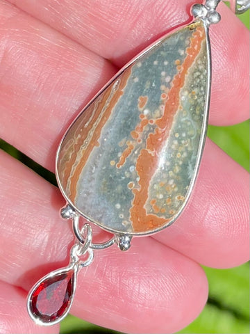 Ocean Jasper and Garnet Pendant - Morganna’s Treasures 