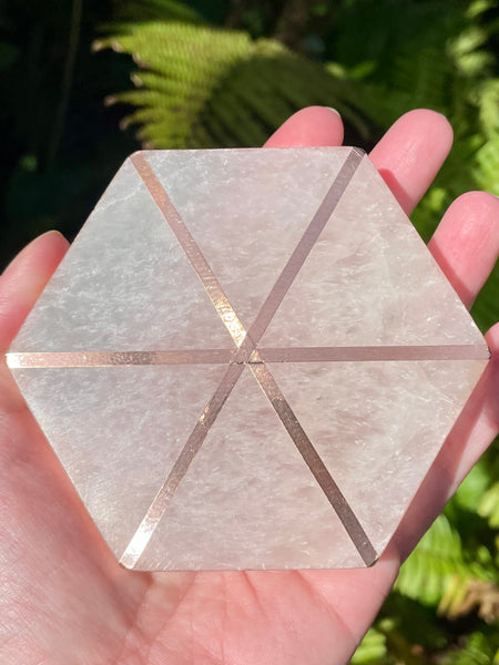 Copper and Selenite Hexagon Charging Plate