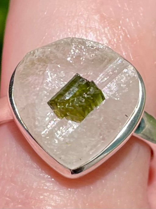 Green Tourmaline in Quartz Ring Size 10 - Morganna’s Treasures 