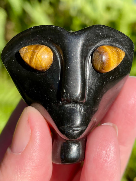 Small Black Obsidian and Tigers Eye Alien - Morganna’s Treasures