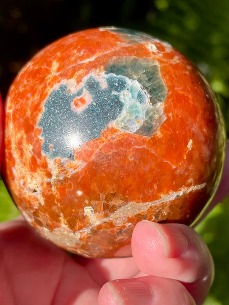 RARE Orange Calcite and Blue Apatite Sphere