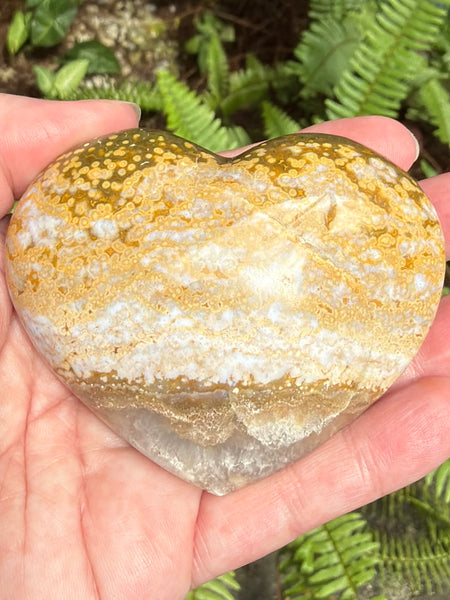 Ocean Jasper Heart Palm Stone