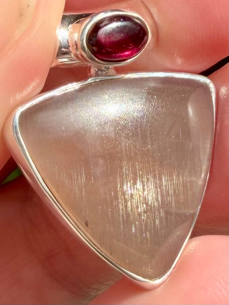 Black Sunstone and Garnet Pendant - Morganna’s Treasures
