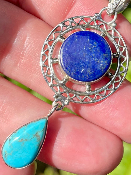 Blue Mohave Turquoise and Lapis Lazuli Pendant - Morganna’s Treasures 