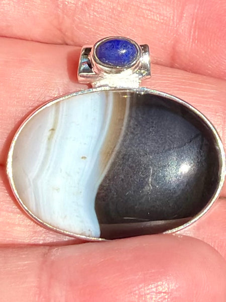 Botswana Agate and Lapis Lazuli Pendant