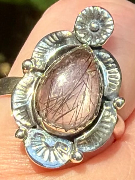 Tourmalinated Quartz Ring Size 8