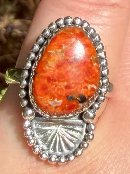 Orange Coral Ring Size 8 - Morganna’s Treasures