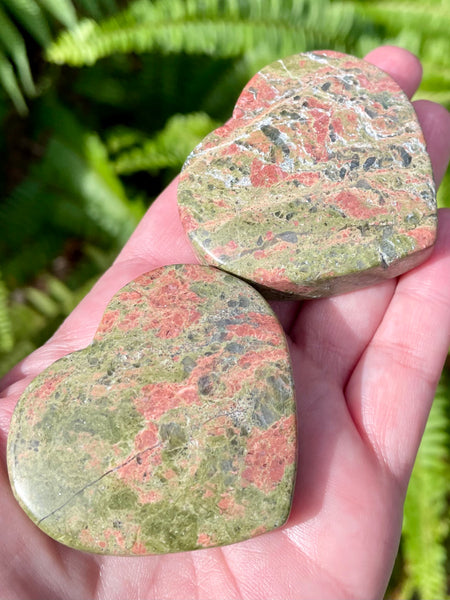 Large Unakite Heart Palm Stone - Morganna’s Treasures 