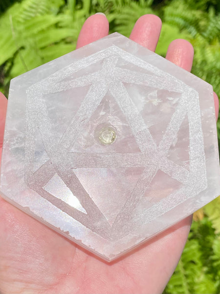 Clear Quartz and Citrine Sacred Geometry Charging Plate - Morganna’s Treasures