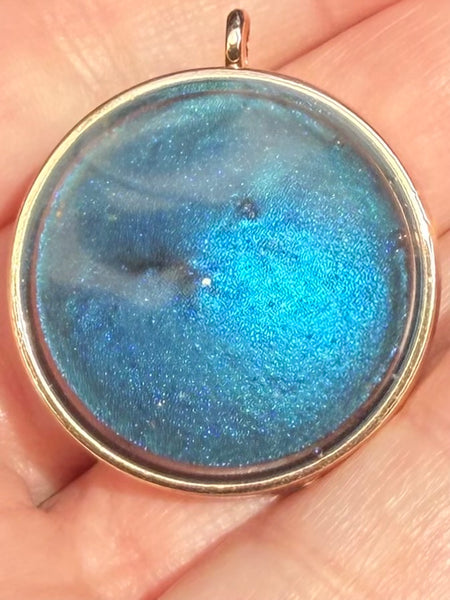 "Galaxy" Azurite, Aquamarine, Selenite, Moonstone and Aluminum Orgonite Pendant