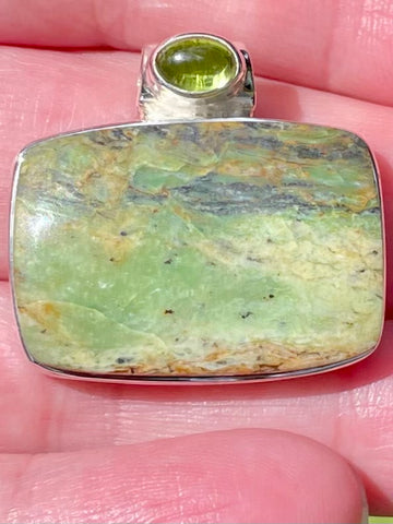 Chrome Chalcedony and Peridot Pendant - Morganna’s Treasures