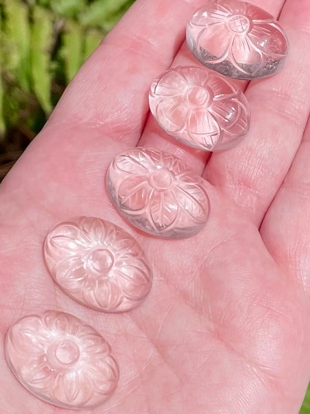 Gorgeous Clear Quartz Carved Flower Cabochon - Morganna’s Treasures