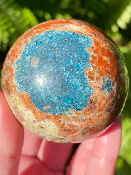 RARE Orange Calcite and Blue Apatite Sphere