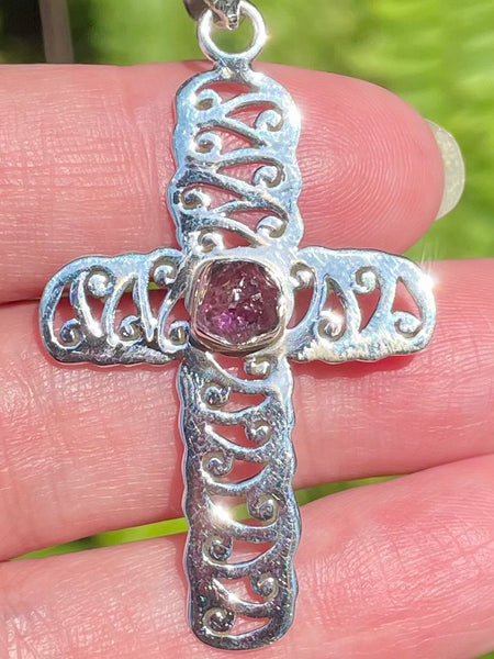 Rough Amethyst Cross Pendant - Morganna’s Treasures 