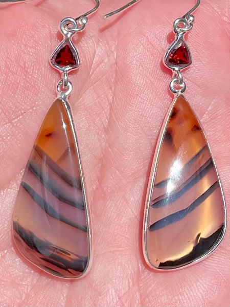 Montana Agate from the Yellowstone River and Garnet Earrings - Morganna’s Treasures 