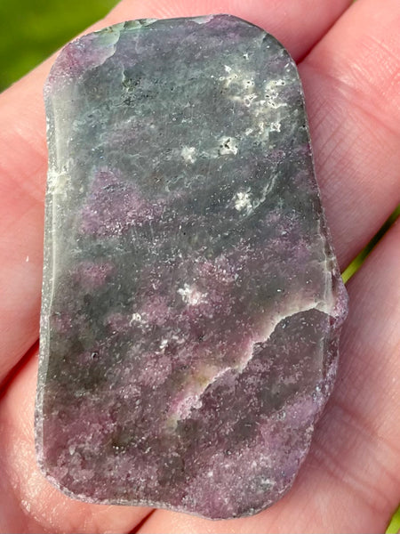 Fluorescent Ruby Corundum Palm Stone - Morganna’s Treasures 