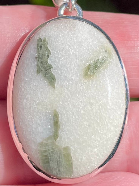 Green Tourmaline in Quartz Pendant - Morganna’s Treasures