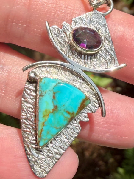 Blue Turquoise and Mystic Topaz Pendant