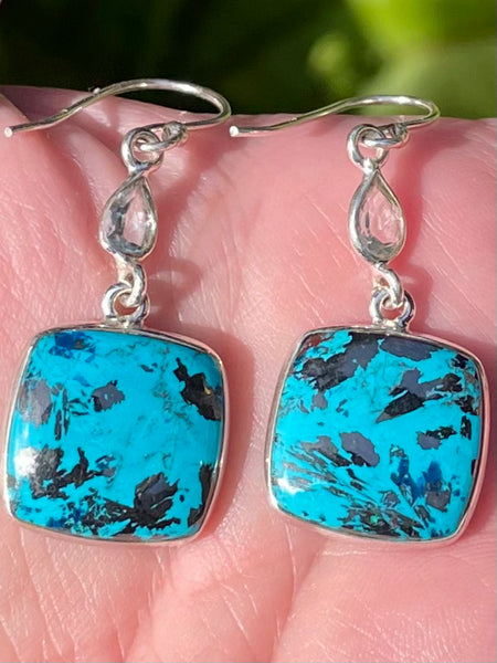 Boulder Chrysocolla and Blue Topaz Earring - Morganna’s Treasures 
