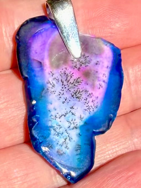 Treated Purple Dendritic Opal Pendant
