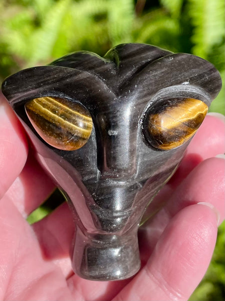 Silver Sheen Obsidian and Tigers Eye Alien - Morganna’s Treasures
