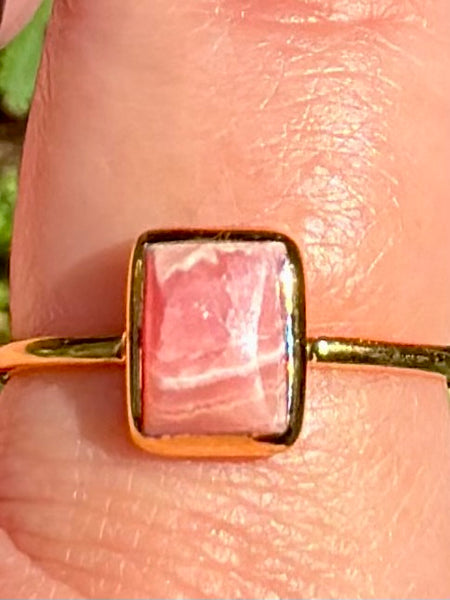 18K Gold over Sterling Silver Rhodochrosite Ring Size 9.5