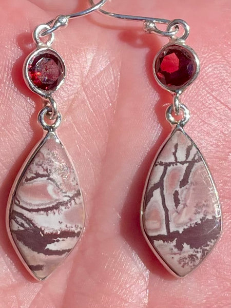 Sonora Dendritic Agate and Garnet Earrings - Morganna’s Treasures 