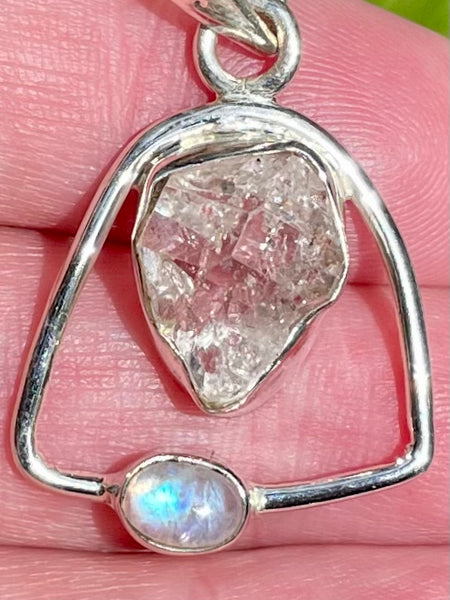 Rainbow Moonstone and Herkimer Diamond Pendant - Morganna’s Treasures 