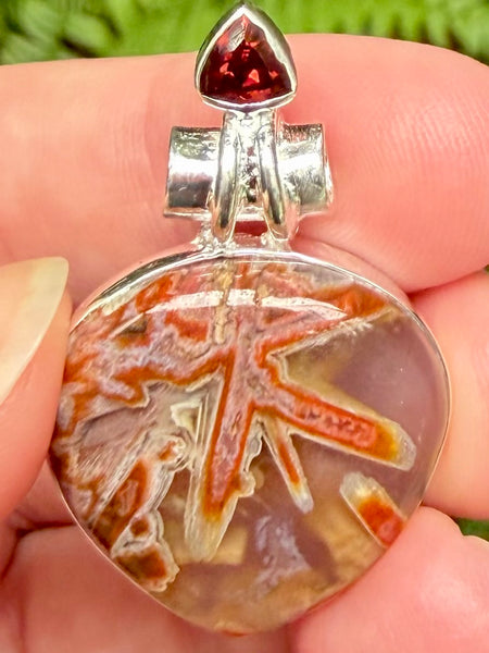Gorgeous Turkish Tube Agate and Garnet Pendant