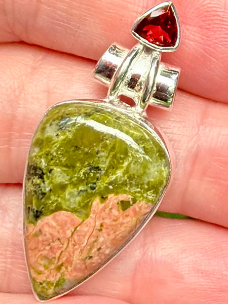 Unakite and Garnet Pendant