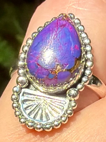 Purple Copper Turquoise Ring Size 7