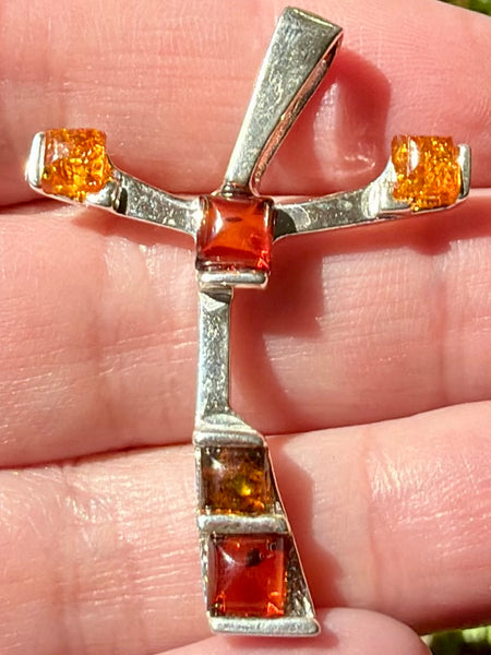 Baltic Amber Cross Pendant - Morganna’s Treasures
