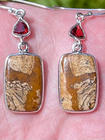 Picture Jasper and Garnet Earrings - Morganna’s Treasures 