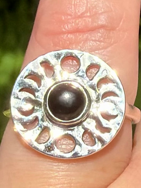 Black Onyx Phases of the Moon Ring Size 6