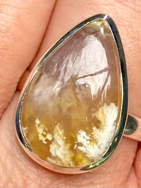 Graveyard Plume Agate Ring Size 10.5
